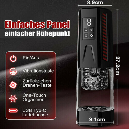 4-in-1 Masturbator 7 vibrierend 7 dehnend 7 rotierend Doppelmotor