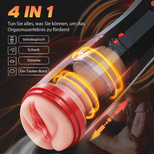 4 IN 1 Erektion Cup Masturbator 5 Stoßen + 5 Saugen 10 Vibrie