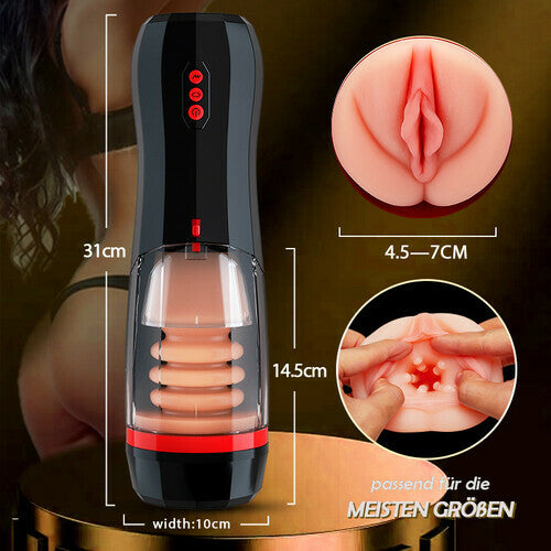 4 IN 1 Erektion Cup Masturbator 5 Stoßen + 5 Saugen 10 Vibrie