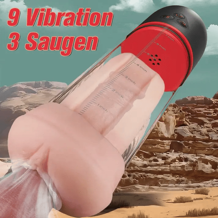 Vagina-förmige Hülle 3 Saug- und 9 vibrierende Penisvergrößerungspumpen