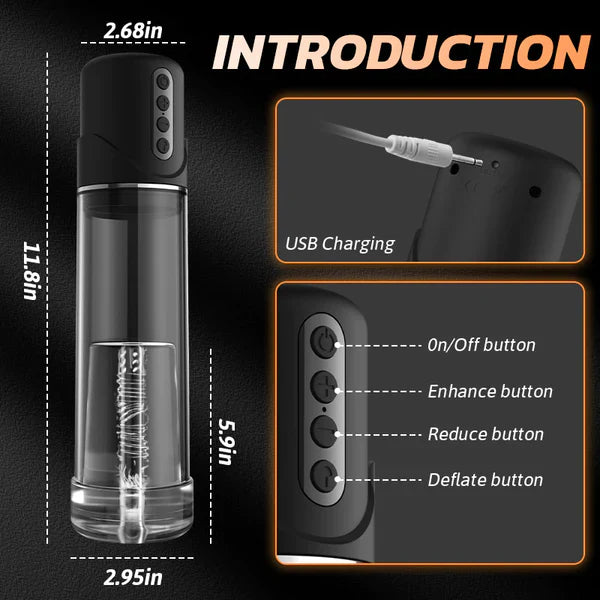 2-in-1 Penispumpe mit 6 Saugmodi