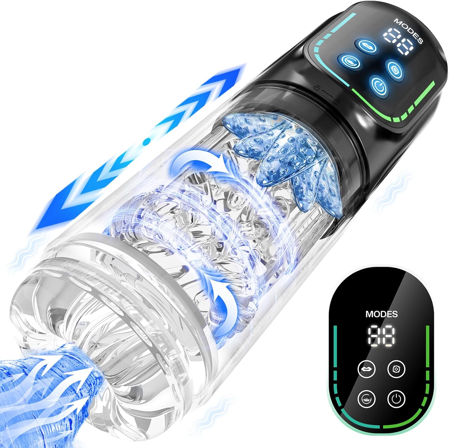 4 IN 1 Stoßen Rotieren Saugen und Vibrieren Wasserdichter Blowjob Masturbator